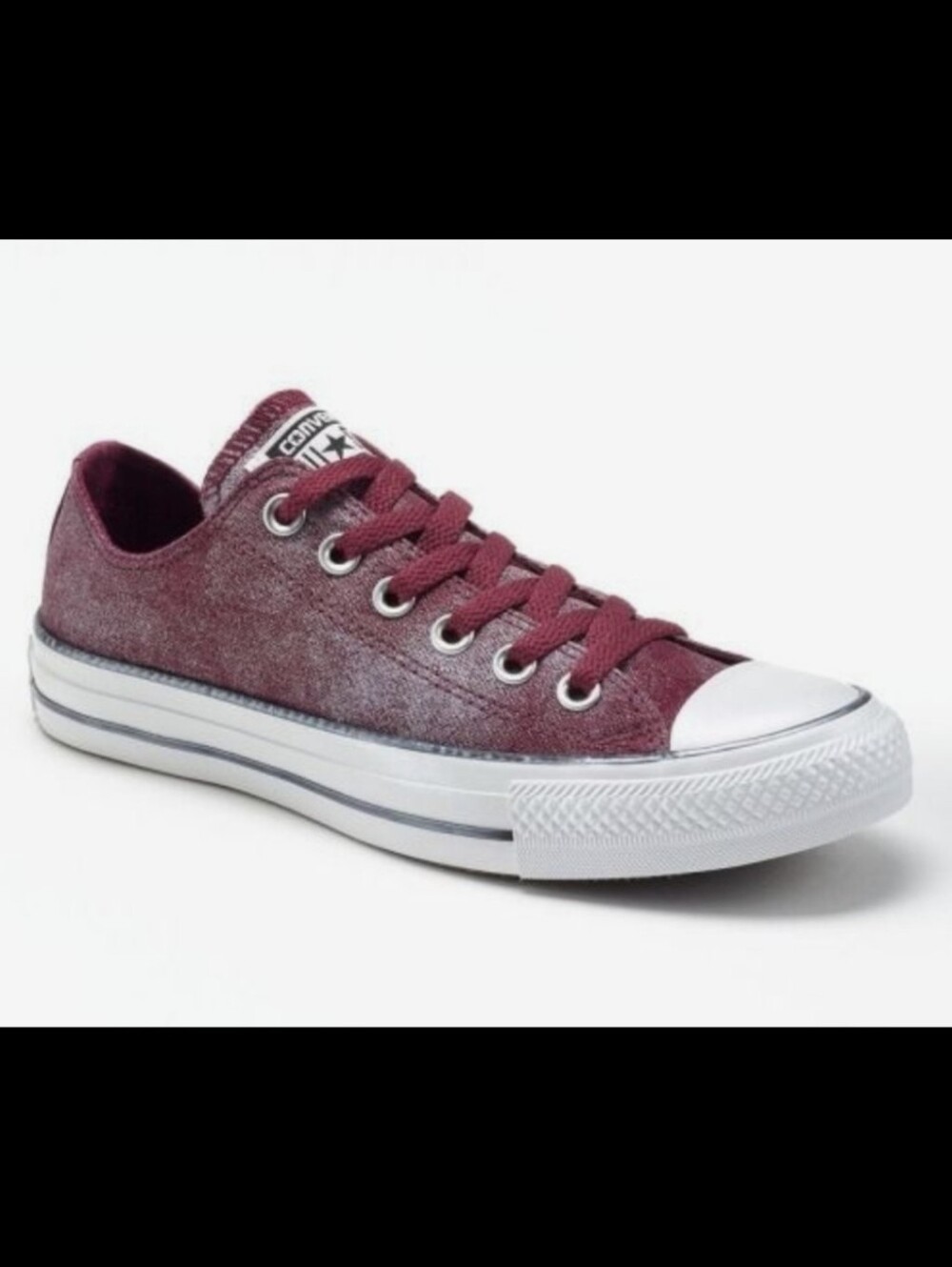 CONVERSE Chuck Taylor All Star Ox Low Top Maroon Silver Iridescent Sneakers 6.5